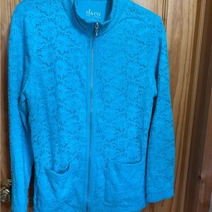 Women's Blue Lace Blazer with zipper